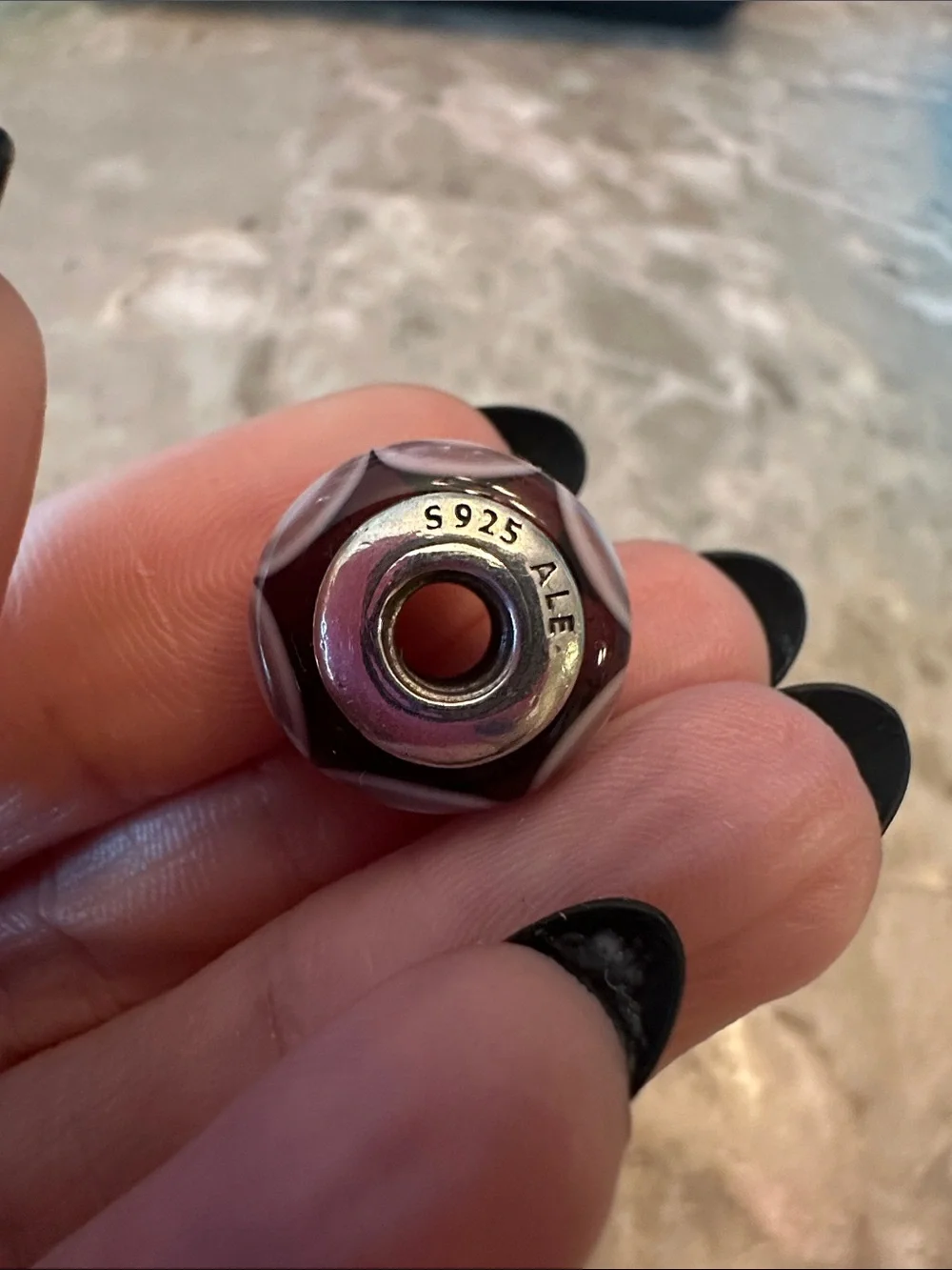 Pandora Purple Stepping Stones Murano Glass Charm (Model #790910)